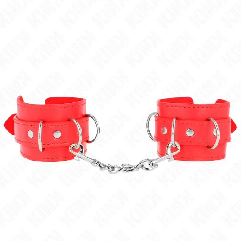 Kink - 3 D-Ring Wrist Restraints Adjustable Red 17.5-25 Cm X 6 Cm