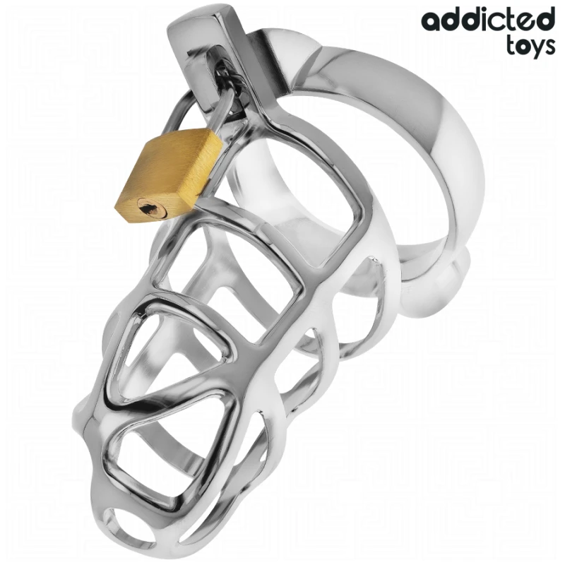 Addicted toys locked - silver lock metal penis cage size s 1