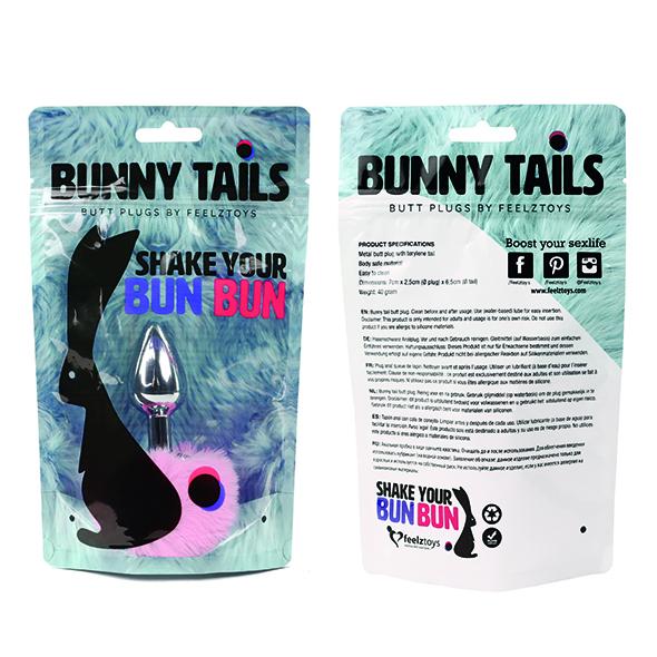 Feelztoys - Bunny Tails Butt Plug Pink - Análny Kolík, Chvost