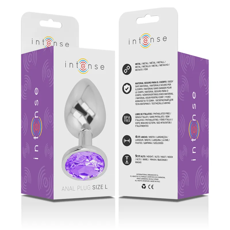 Intense - Metal Aluminum Anal Plug With Violet Glass Size L - Análny Kolík 5
