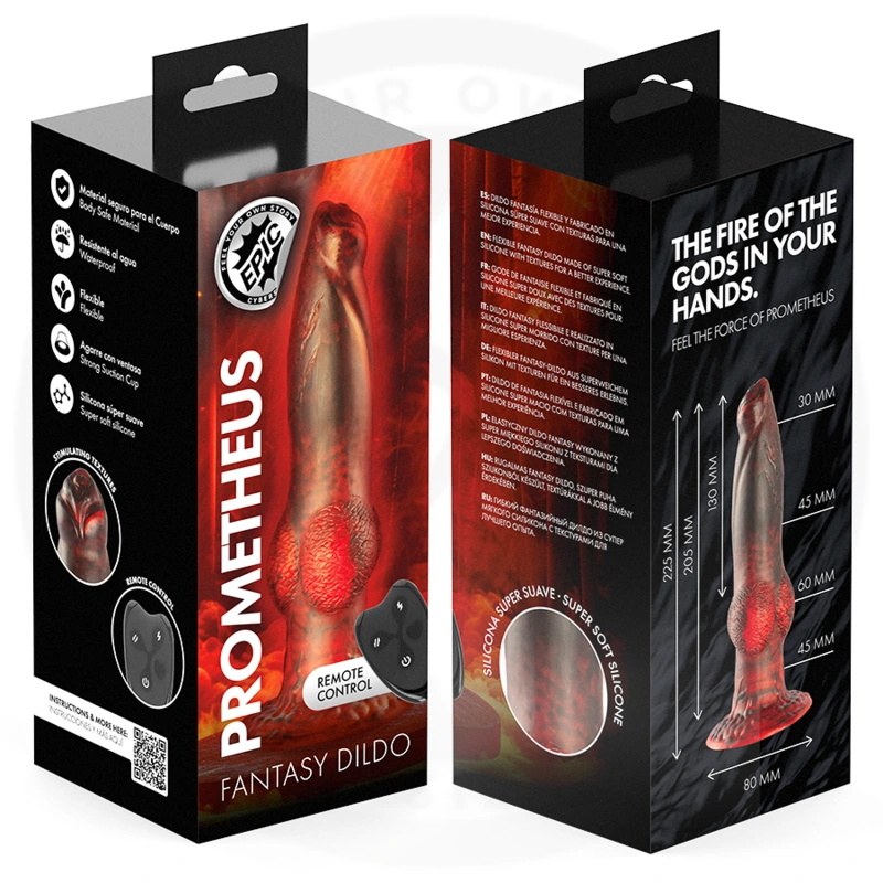 Epic - prometheus dildo titan in flames rechargeable remote control 22.5 cm 9