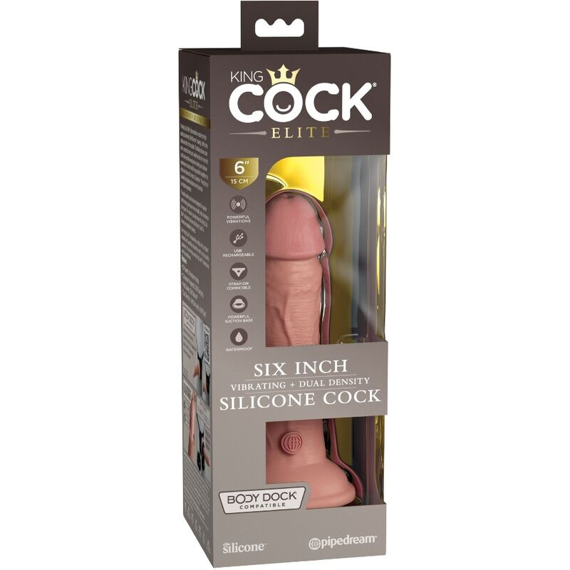 King cock - elite realistic dildo vibrating & silicone 15.2 cm 5