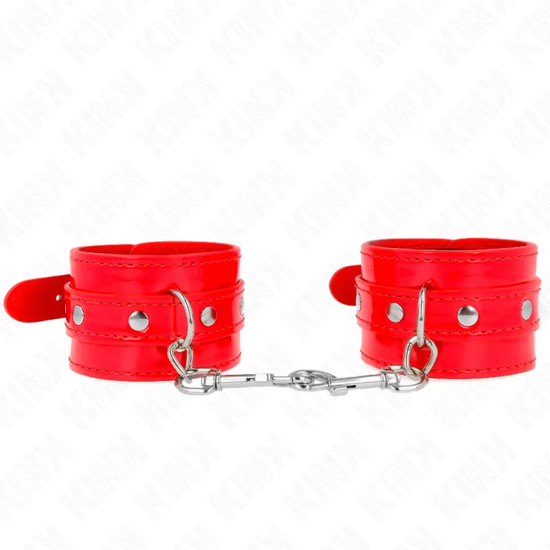 Kink - Shiny Hand Cuffs Red Adjustable 23-33 Cm