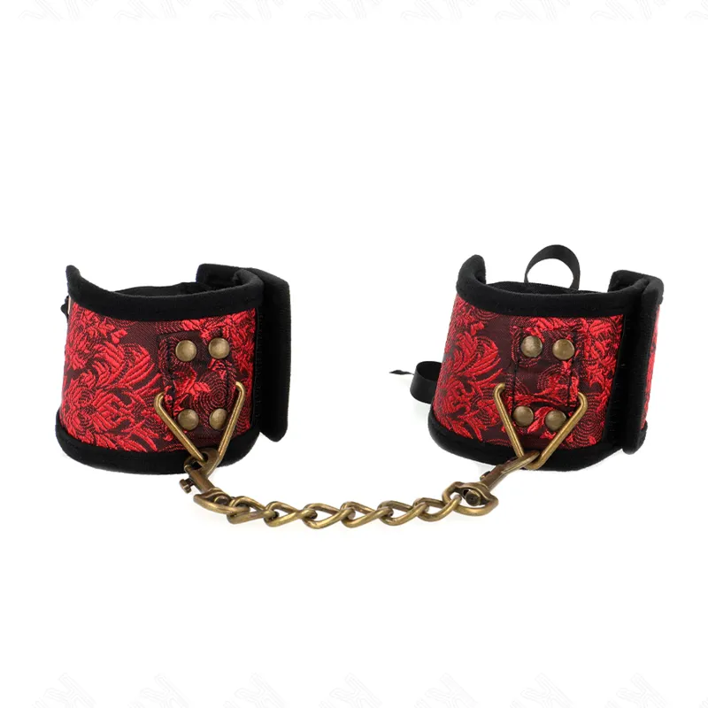 Kink - Scandal Wrist Restraints Red-Black Lace Details 24.5 Cm X 6.5 Cm