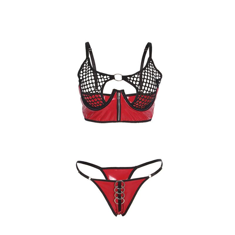 Subblime - 955540 red patent leather mesh zipper bra set l/xl 3