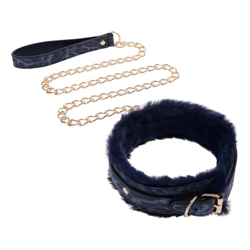 Sportsheets - Cougar Fur Collar & Leash Blue