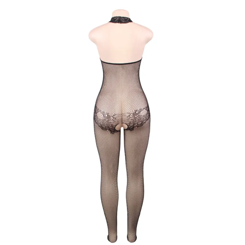 Queen Lingerie Lace And Fishnet Turtleneck Bodystocking S-L