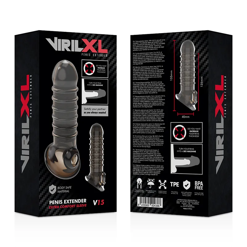 Virilxl Penis Extender Extra Comfort Sleeve V15 Black - Návlek Na Penis