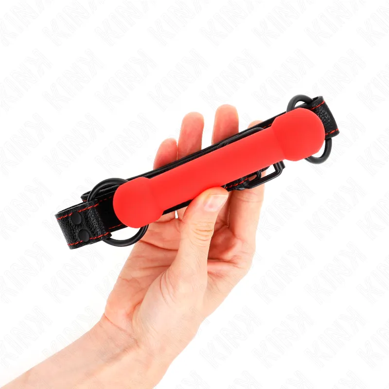 Kink - Bone Gag With Leatherette Strap Red Adjustable 41-57 Cm 1