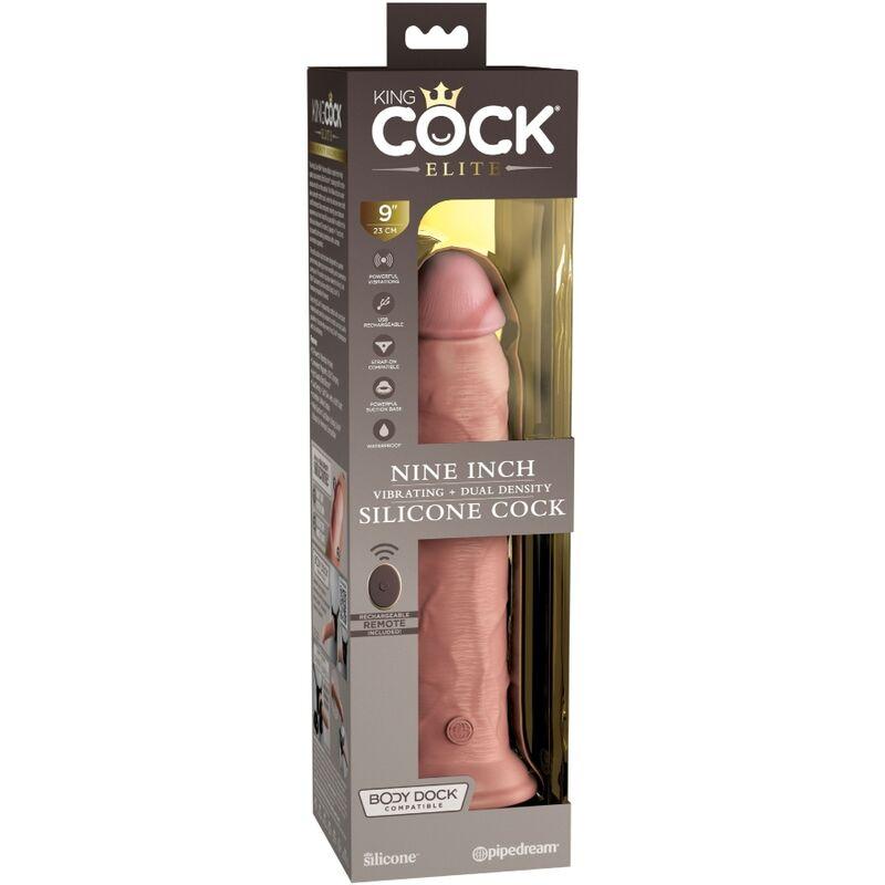 King Cock Elite - Realistic Dildo Vibrator & Silicone Remote Control 23 Cm