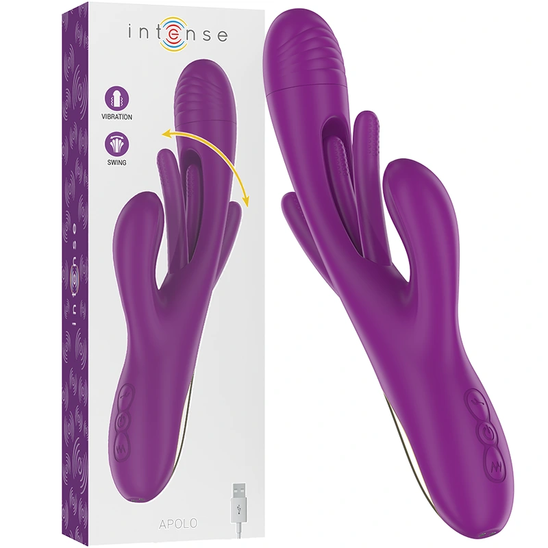 Intense - apolo rechargeable multifunction vibrator 7 vibrations with swinging motion purple