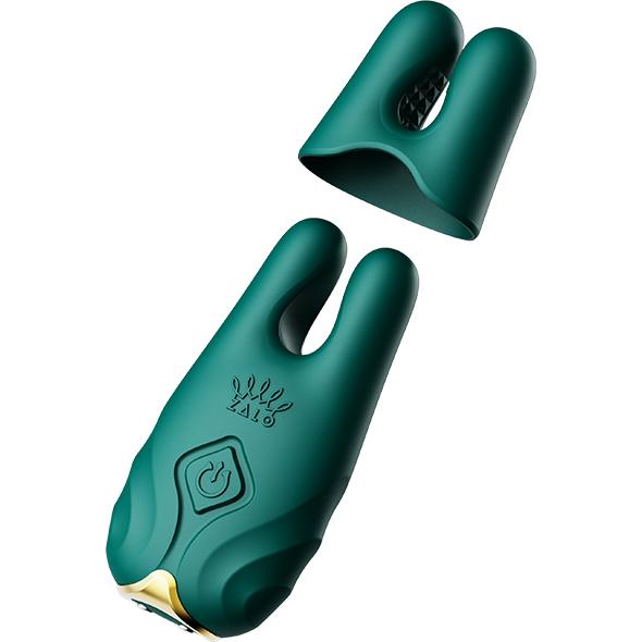 Zalo - Nave Wireless Vibrating Nipple Clamps Turquoise Green