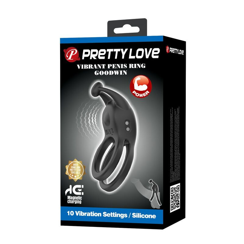 Pretty love - goodwin rechargeable double vibrating cock ring black 2