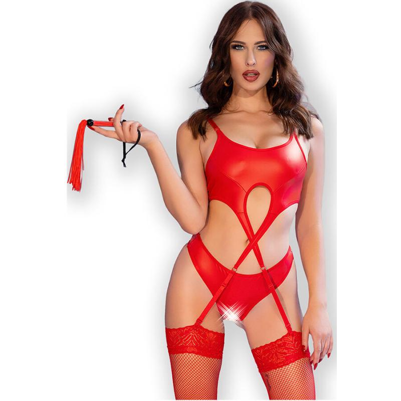 Chilirose - Cr 4625 Set Four Pieces Crotchless Red S