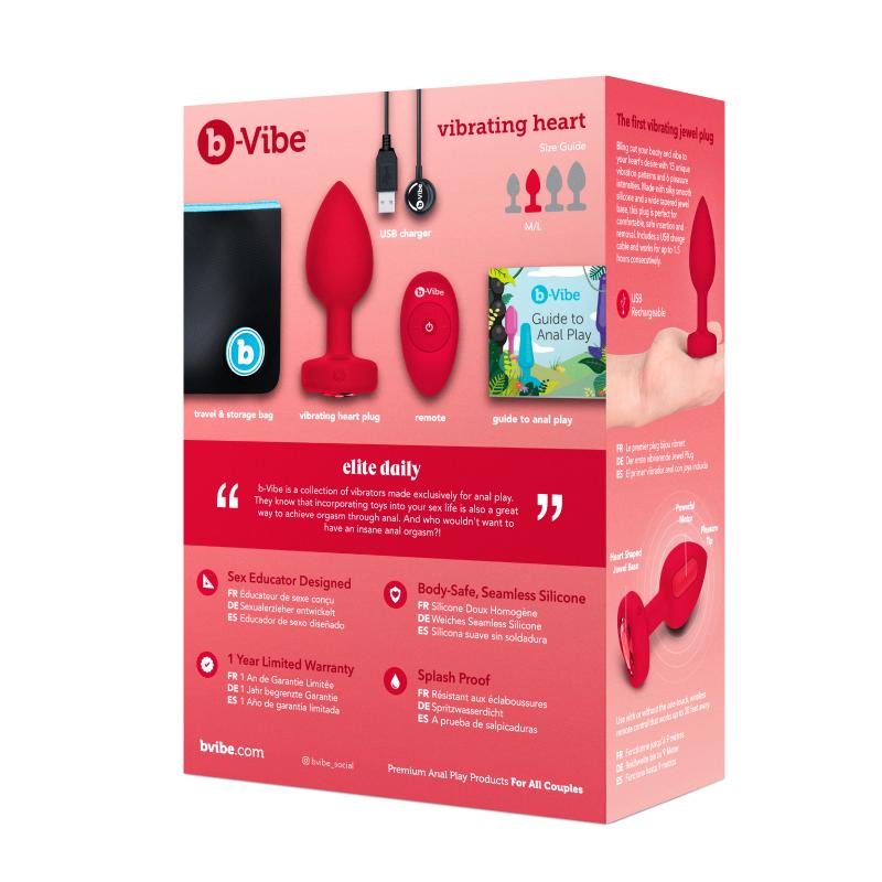 B-Vibe - Vibrating Heart Plug M/L Red 5