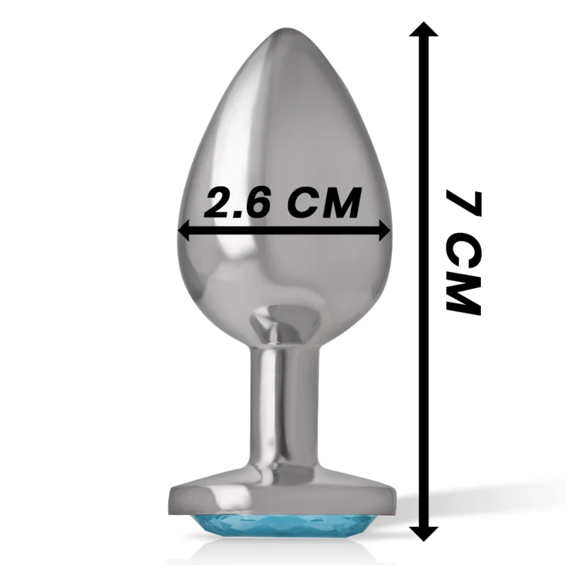 Intense - Metal Aluminum Anal Plug With Blue Glass Size S - Análny Kolík