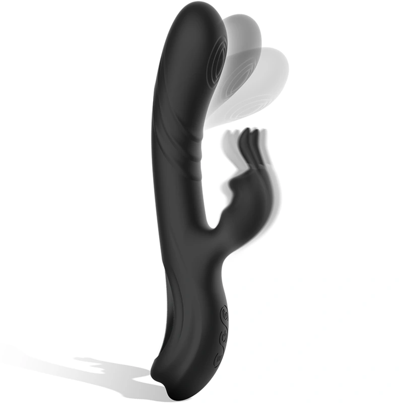Black&silver - jamie rechargeable silicone rabbit stimulator black 1