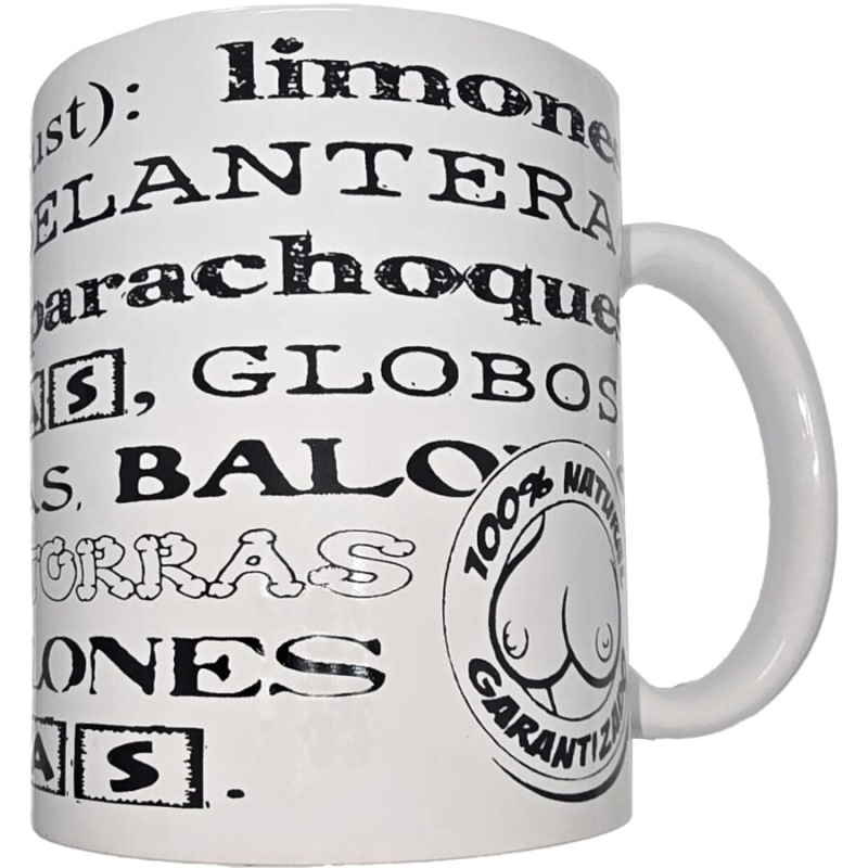 Diablo picante - white mug with boob synonyms 370 ml