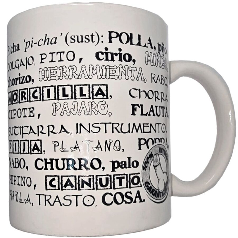 Diablo picante - white mug with penis synonyms 370 ml