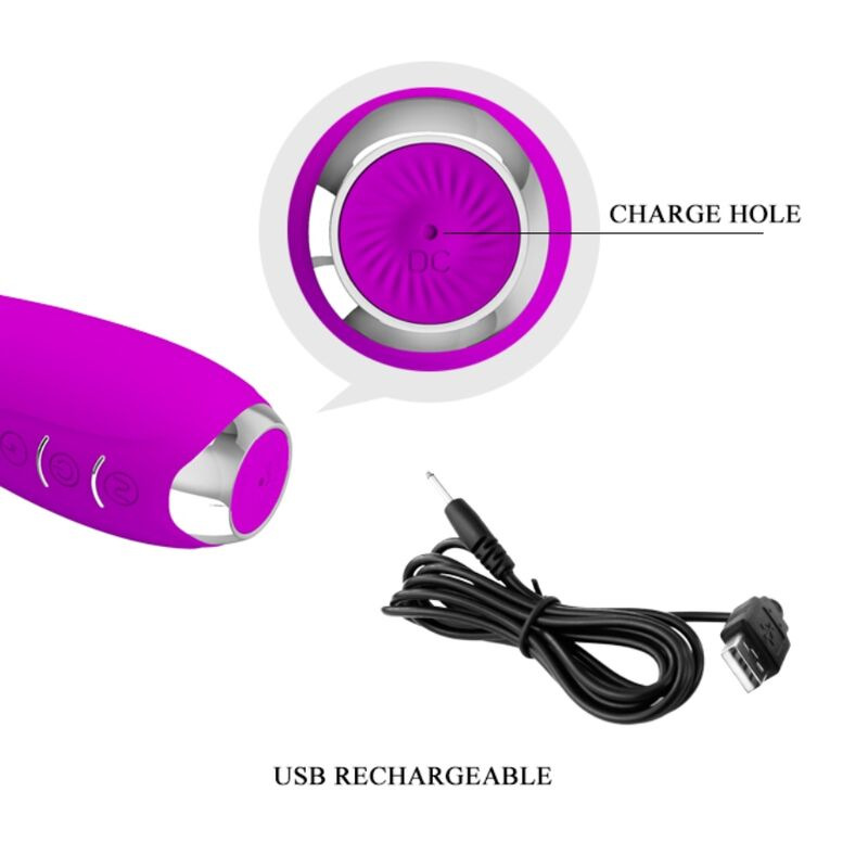 Pretty love - hector rechargeable electroshock vibrator waterproof purple 6