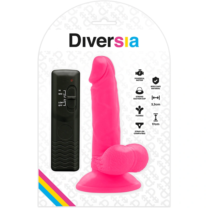 Diversia - flexible vibrating dildo pink 17 cm -o- 3.3 cm 6
