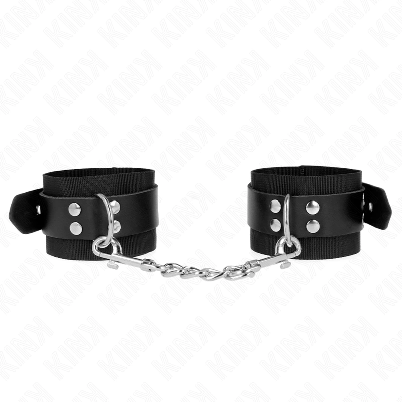 Kink - nylon wrist restraints black with leather belt black adjustable 19-29 cm x 5.1 cm 3