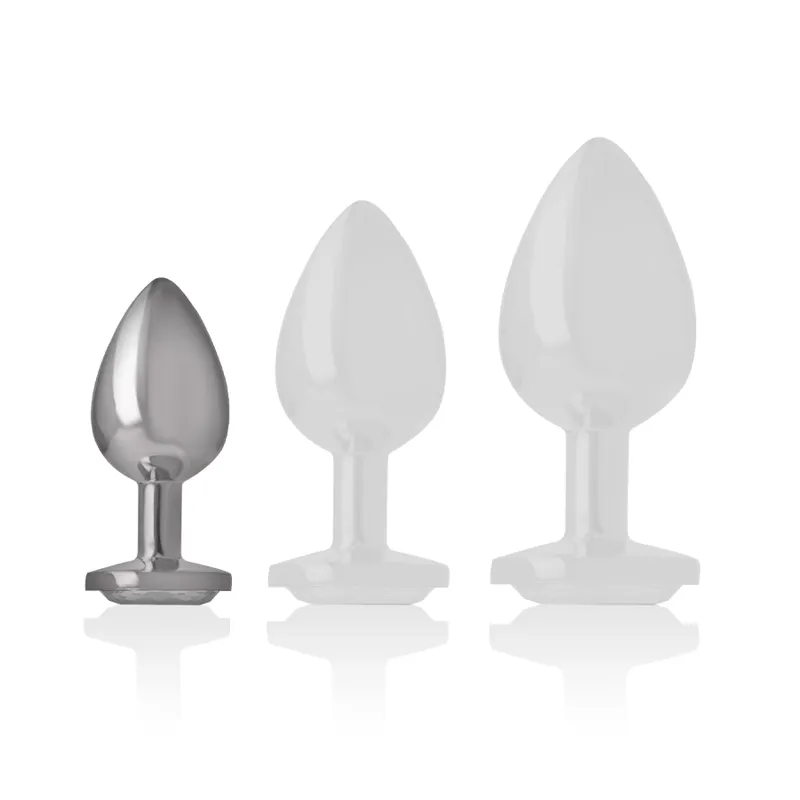 Intense - Metal Aluminum Anal Plug Heart White Size S - Análny Kolík 4
