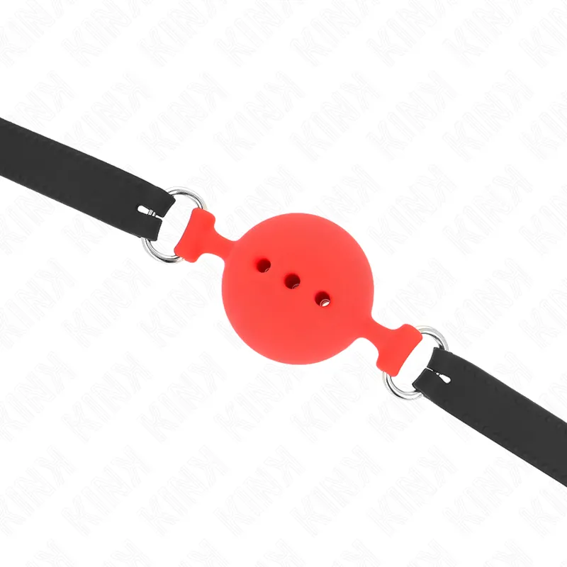 Kink - Full Silicone Gag 55 X 2 Cm With 5 Cm Ball Size L Red Adjustable 35-51 Cm 4
