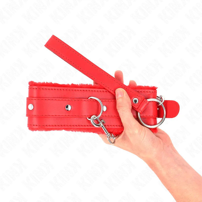 Kink - Collar With Leash 65 Cm With Restrictions Red 36-42 Cm X 5.5 Cm