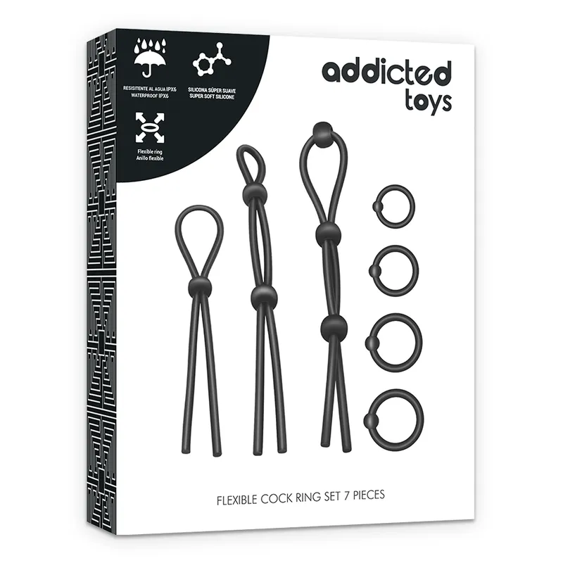 Addicted Toys Flexible Silicone  Cock Ring Set 7 Pieces - Krúžky Na Penis