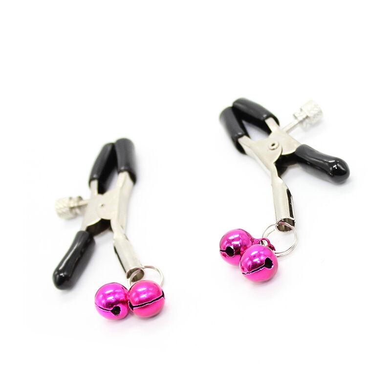 Ohmama Fetish Double Bells Nipple Clamps - Pink 2