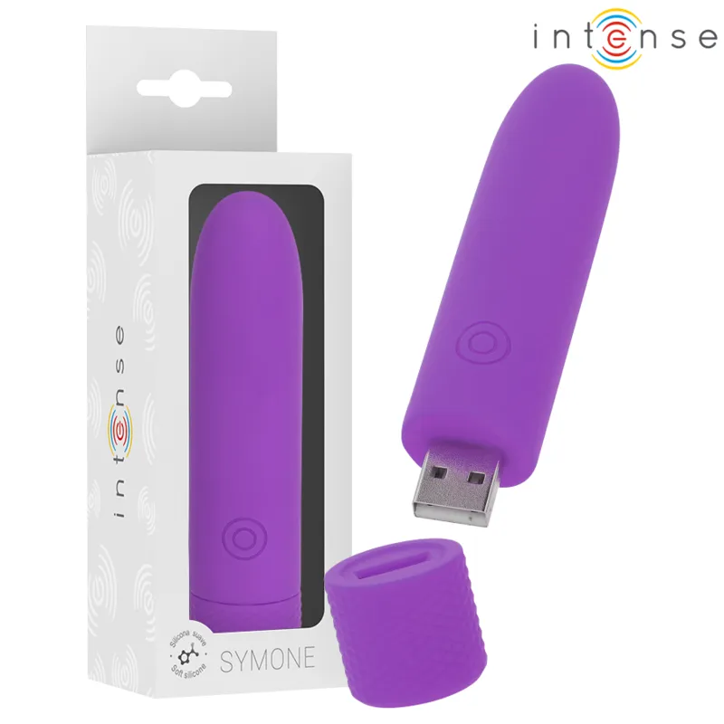 Intense - symone usb rechargeable vibrating bullet 8 vibrations purple 10 x 2.2 cm