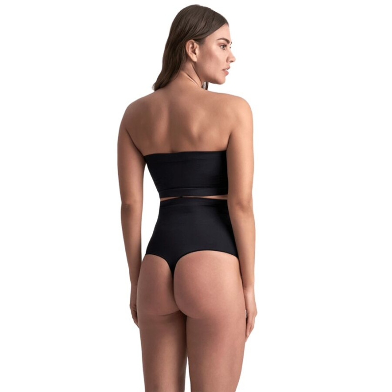 Bye-bra - soft touch seamless high waist thong black size l 2