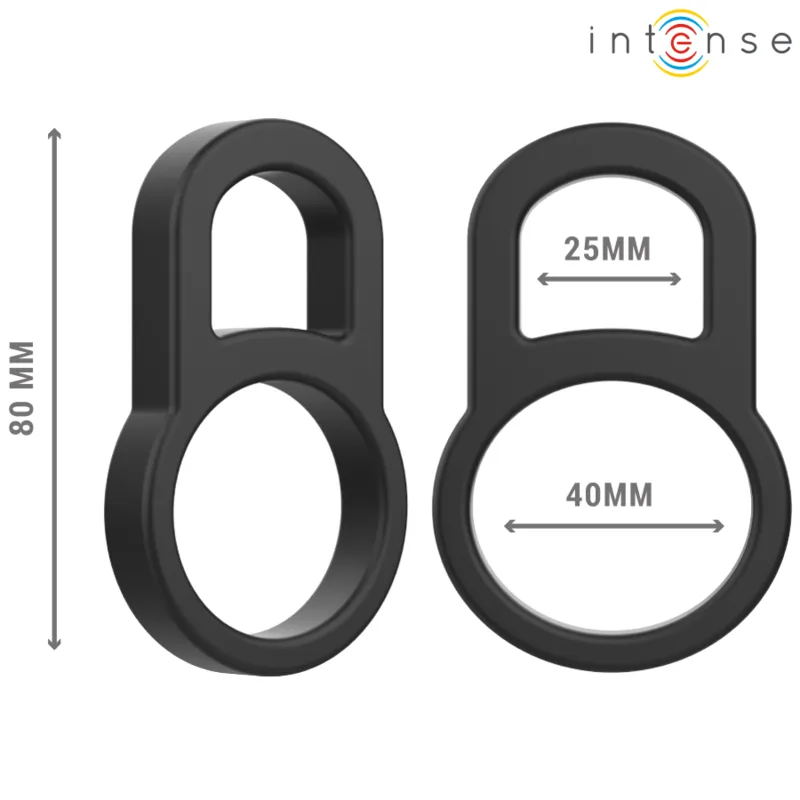 Intense - bobby double silicone penis ring black 2