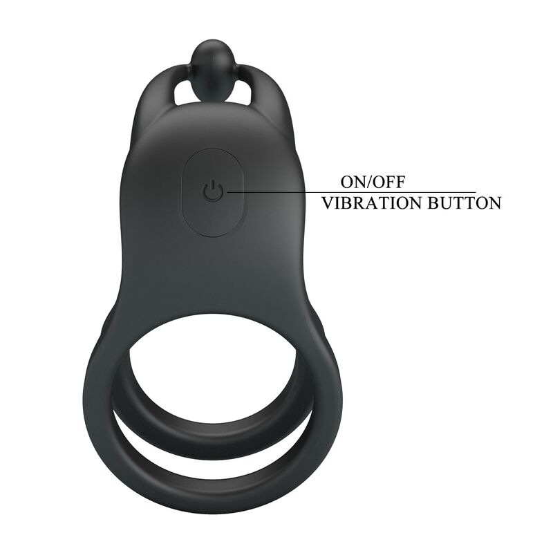 Pretty love - goodwin rechargeable double vibrating cock ring black 1