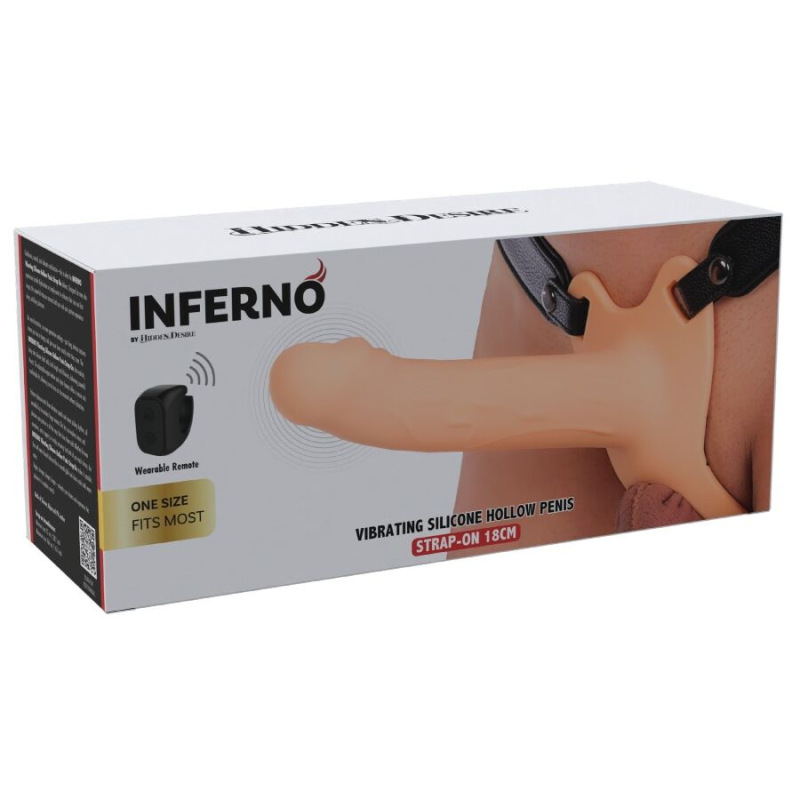 Hidden desire - inferno vibrating penis sleeve strap-on 18 cm 7