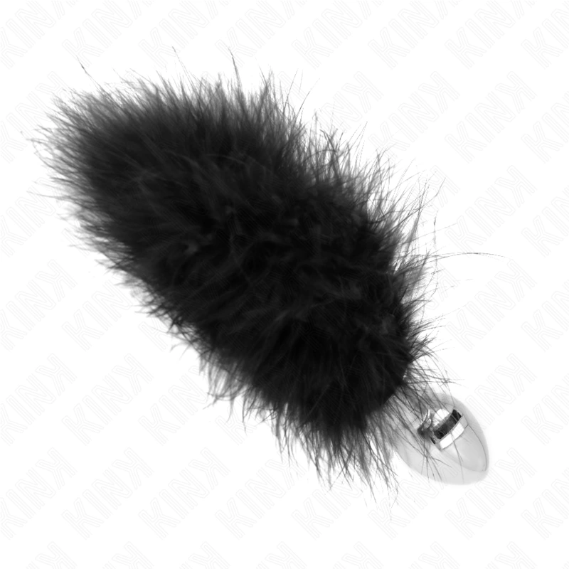 Kink - stainless steel anal plug 11 x 7 cm with feather 11 cm 3