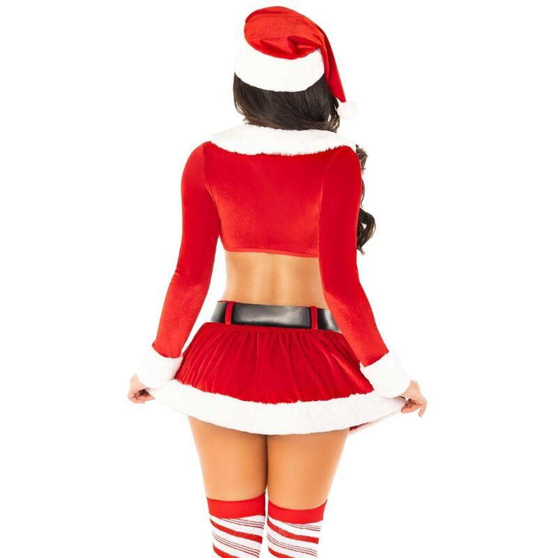 Leg avenue - christmas sexy costume crop top + skirt+ belt + hat red/white size s 3