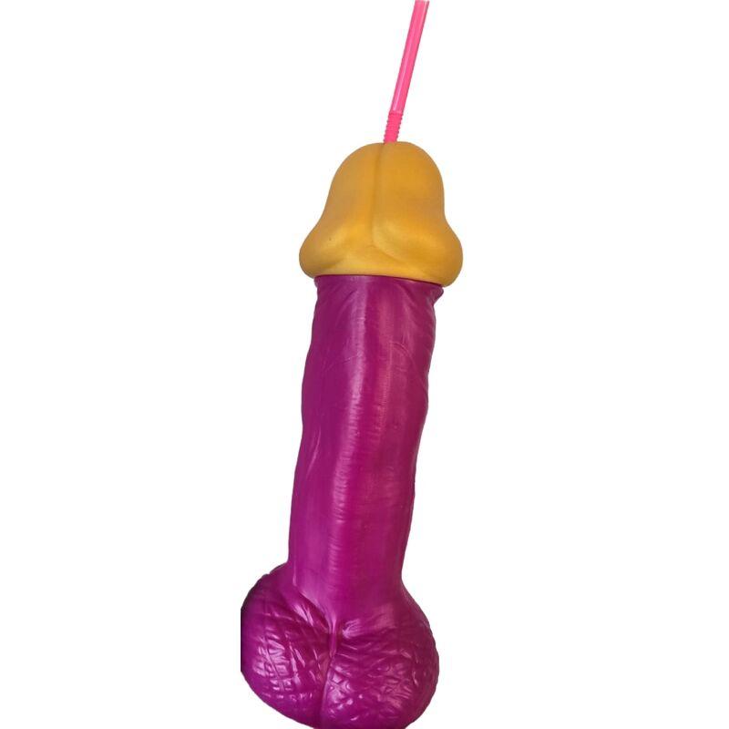 Diablo picante - fuchsia plastic penis glass