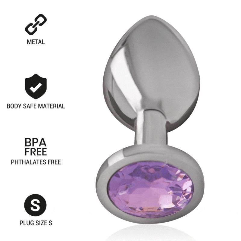 Intense - Metal Aluminum Anal Plug With Violet Glass Size S - Análny Kolík