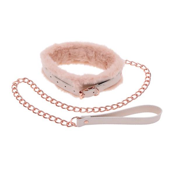 Sportsheets - S&M Peaches ‘N Creame Fur Collar & Leash Cream