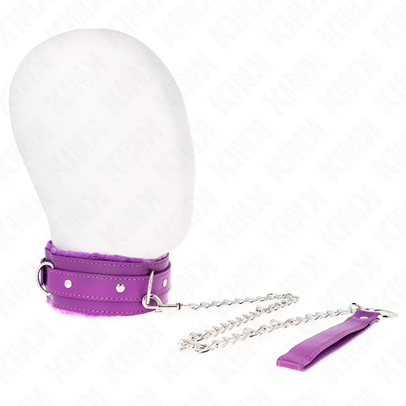 Kink - Collar With Leash 65 Cm With Restrictions Purple 36-42 Cm X 5.5 Cm