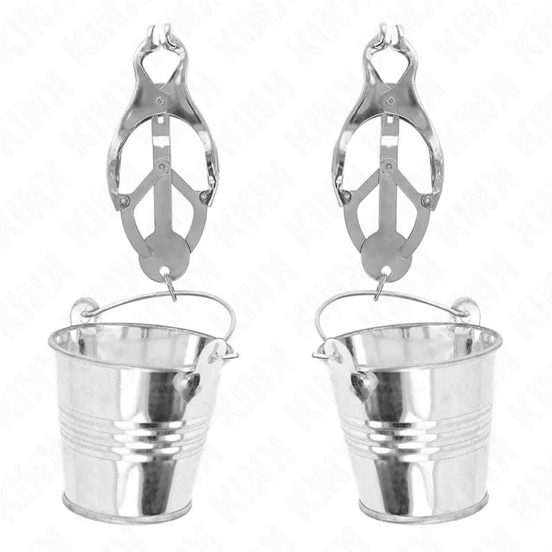 Kink - Japanese Clover Nipple Clamps With Buckets Silver