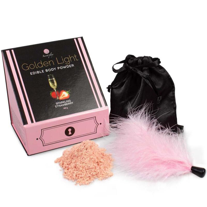 Secretplay Golden Light Kit Sparkling Strawberry Edible Powder & Feather