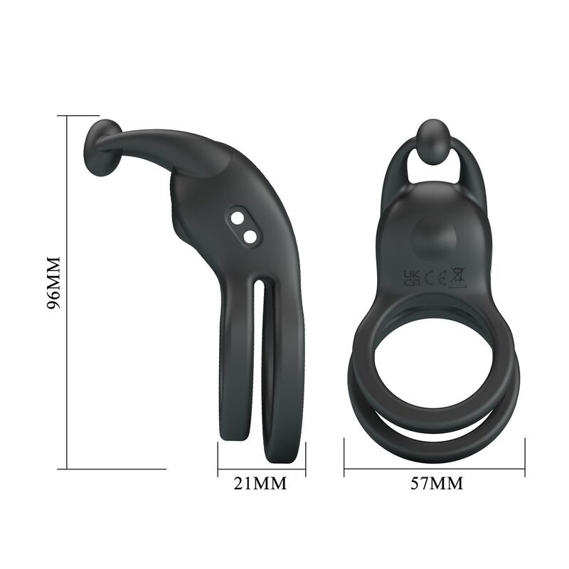 Pretty love - goodwin rechargeable double vibrating cock ring black 9