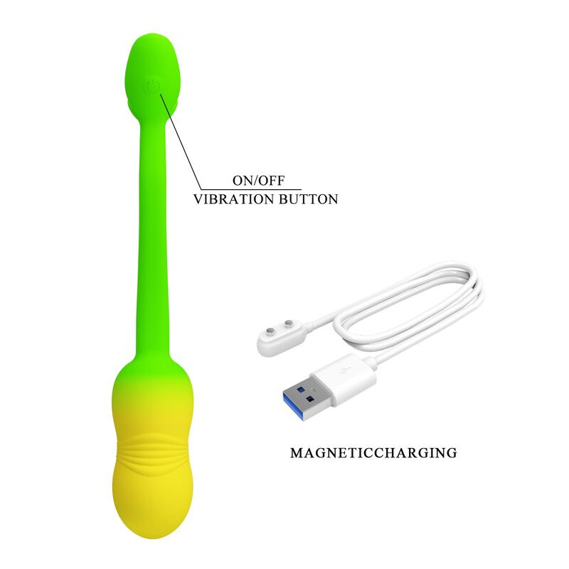 Pretty love - pulsen app control vibrating egg 12 functions usb rechargeable green-yellow 8