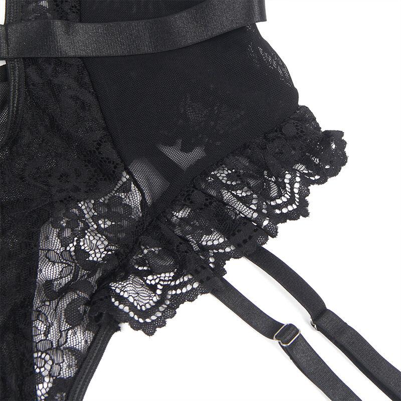 Subblime - Teddy With Garter With Lace Detail And Strips Black L/Xl 9