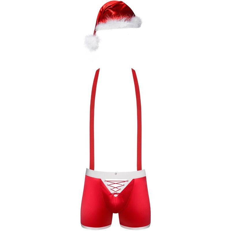 Obsessive - Mr Claus Boxer Shorts With Suspenders And Cap S/M