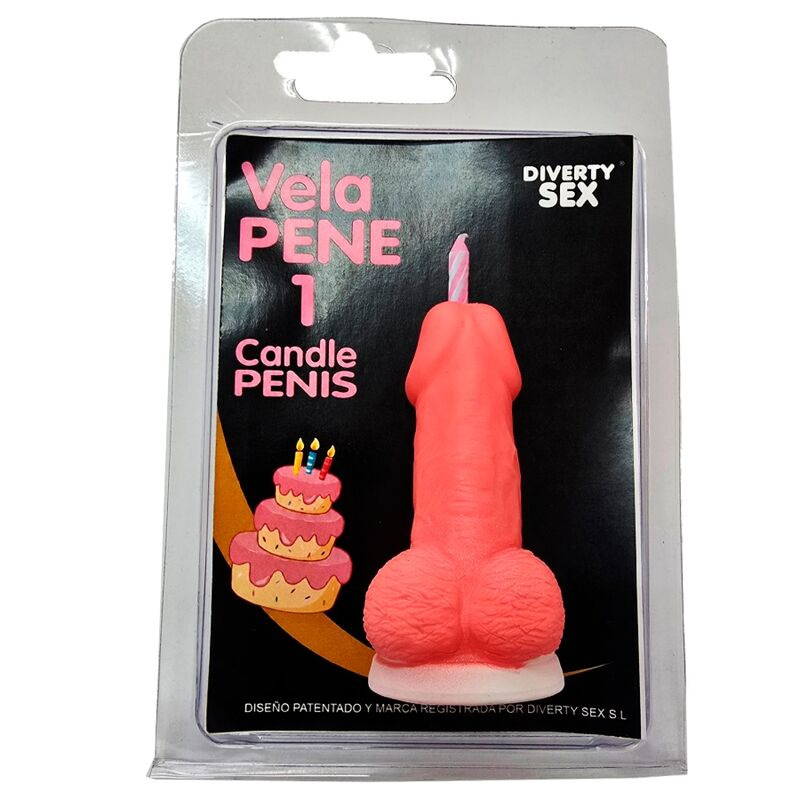 Diablo picante - penis candle in the shape of the number 1 pink color