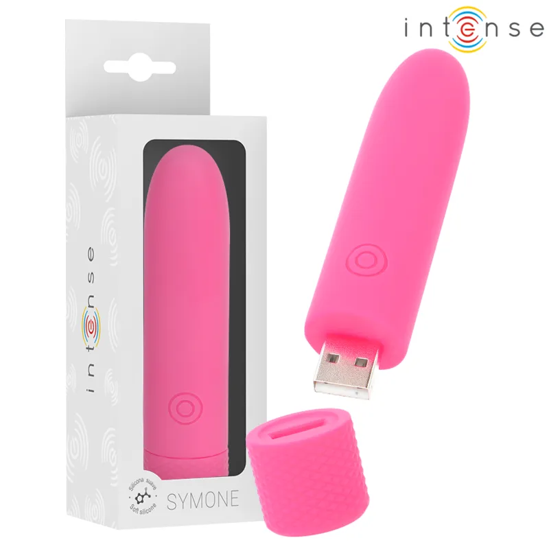 Intense - symone usb rechargeable vibrating bullet 8 vibrations pink 10 x 2.2 cm